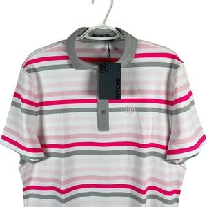 NEW G/FORE Mens‎ M Favourite Stripe Tech Jersey Performance Golf Polo Slim Fit